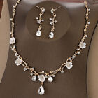Flower Crystal Costume Creative Jewelry Rhinestone Necklace Earrings Set Jewe Su