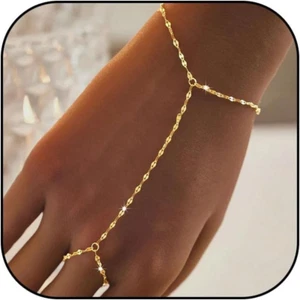 Hand Chain Bracelet Ring Bracelet Hand Chain Dainty Finger Ring Slave Bracelet Z - Picture 1 of 12