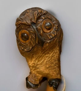 Eule Holz handgeschnitzt 6+" Schnitzerei leicht Volkskunst Land Kern Bauernhof Natur - Bild 1 von 5