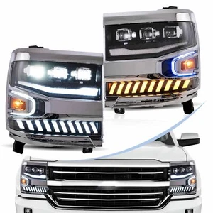 Projector Headlights Fit 2016-18 Chevy Silverado 1500 LED DRL Start-up-Animation - Picture 1 of 12