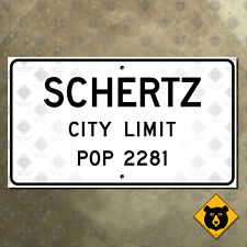 Schertz Texas city limit road sign Bexar Comal Guadalupe 1956 21x14
