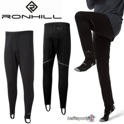 RONHILL TRACKSTER PANTS BOTTOMS TRACKSTERS LEGGINGS MENS RUNNING STIRRUP BLACK - Image 1 of 4