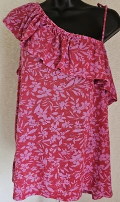 Old Navy Womens Shirt Top Blouse Size L Large Pink Purple Floral Linen - Image 1 of 4