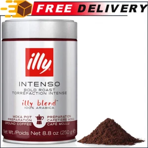 illy Intenso Ground Moka Coffee, Bold Roast, Intense, Robust Full 8.8 Ounce - Picture 1 of 6