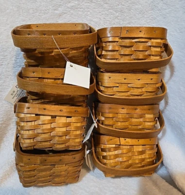 8 Woven Rattan Wood Mini Baskets Decorations Party Favors Placeholders Storage  - Image 1 of 4