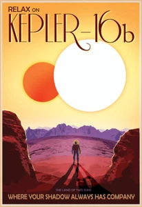 Póster espacial vintage Relax On Kepler - 16b - Imagen 1 de 1