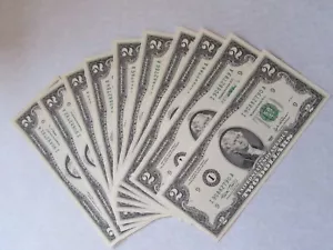 10 CONSECUTIVE TWO DOLLAR FEDERAL RESERVE NOTE GREEN SEAL SERIES 2003 $2 BILLs - Picture 1 of 4