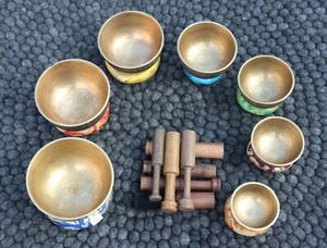 Set of 7tibetan Singing Bowl-Use For Yoga, meditation, sound-Handmade in Nepal - Picture 1 of 11