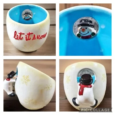 LET IT SNOW Candelabro Cerámico Crackle Mirando Muñeco de Nieve Mango Luz de Té ¡LINDO! Foto 1 de 4