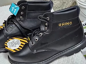 Rhino Men's 60S21 Steel Toe Safety Work Boots - Black Size 11 - Picture 1 of 5