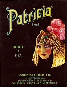 RARE OLD ORIGINAL 1934 CLEOPATRA "PATRICIA BRAND" BOX LABEL SAN JOSE CALIFORNIA - Picture 1 of 1