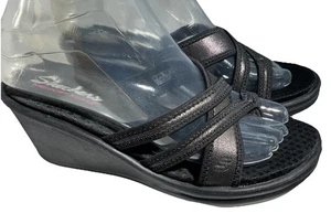 SKETCHERS Keilsandalen Damengröße 7 schwarz Rumblers Young At Heart Komfortschaum - Bild 1 von 8