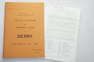 1982 Derby Arrivals Departures Working Railway Timetable Trip Notice  - Picture 1 of 6