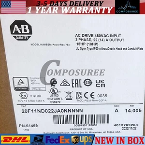 Allen Bradley 20F11ND022JA0NNNNN PowerFlex 753 AC Drive US Free Tax - Picture 1 of 4