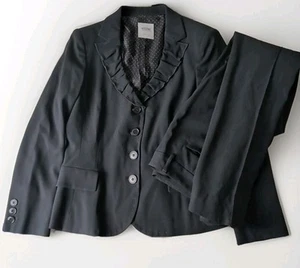 Moschino Black Dress Suit Pants Size US 10 W Matching Blazer Ruffled Frill - Bild 1 von 19