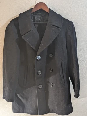 Abrigo de Colección Años 40/50 Marina de los Estados Unidos Guisante 10 Botones Depósito de Ropa Naval 13 Estrellas Lana de Anclaje Foto 1 de 4