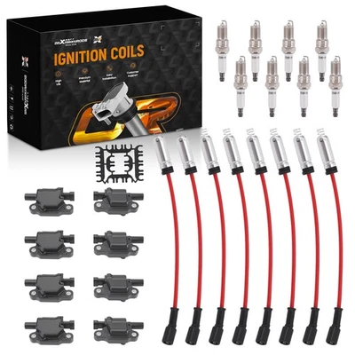 8x Spark Plugs And Wire And Coil Packs Ignition Coil Kit For GMC 12611424 UF413 - Image 1 of 4