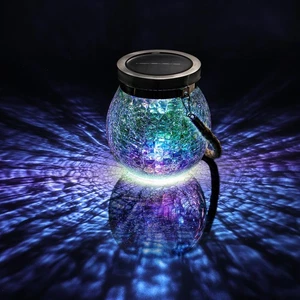 4 Pack Iridescent Crackle Glass Solar Lantern Outdoor Waterproof with 215% La... - Picture 1 of 8