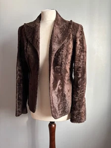 KAREN MILLEN faux ponyskin fur JACKET BLAZER 10 12 brown short smart boho chic - Picture 1 of 21