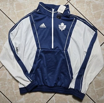NWT Toronto Maple Leafs Adidas 1/2 Zipped Pullover Track Hockey Jacket Mens XL - Image 1 of 4