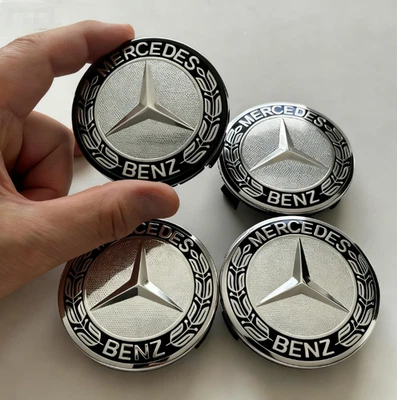 4PCS 2.95IN Black For Mercedes Benz Wheel Center Caps Emblem Rim Hub Cover Badge - Image 1 of 4