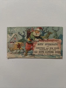 Victorian Trade Card 1880s 4"x2.5" Christmas Santa Claus E.D. Webster VTC-X19 - Picture 1 of 2