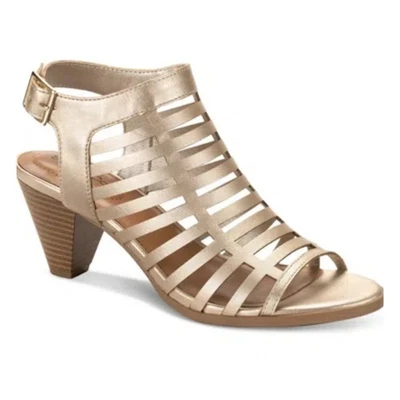 NEW Style & Co Haileyy Caged Upper Cone Heel Shootie Sandals 7.5M Platino Gold - Image 1 of 3