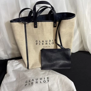 Bolso de hombro Claudie Pierlot de lona bidireccional beige natural - Imagen 1 de 6