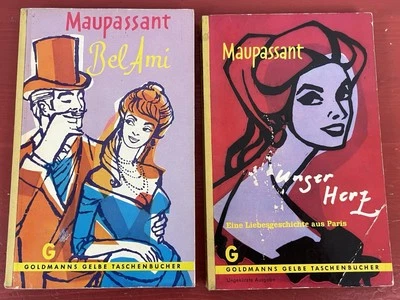 Lot of 2 VTG 1950s Guy de Maupassant German Novels Paperback GG Goldmanns Gelbe - Image 1 of 4