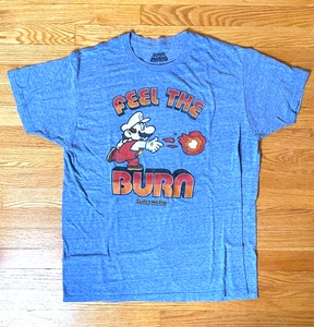 Super Mario "Feel the Burn" Graphic T-Shirt Blue Heather XL Nintendo - Picture 1 of 9