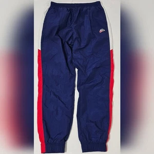 Pantalones deportivos Nike retro de nailon cortavientos azul rojo blanco XL forrados de malla - Imagen 1 de 7