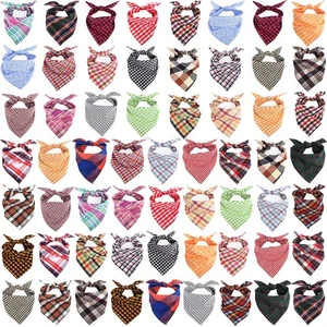 60er Pack Dreieck Haustiere Kerchuch, 22,8"x15,7" Haustier Schal Waschbar Kariert Hund Band... - Bild 1 von 7