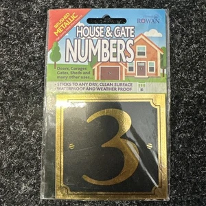 HAUS TÜR TOR NUMMERN -3-GEBÜRSTETES METALL AUFKLEBER-GOLD-WASSERFEST  - Bild 1 von 1