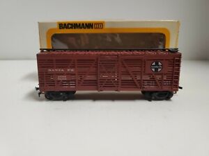 Bachmann Ho Scale Model Rr Boxed Train Car Santa Fe Atsf 41' Wood Stock #1235