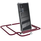Für Xiaomi 12T / 12T Pro Handyhülle zum Umhängen Kette Kordel TPU Burgunder Rot