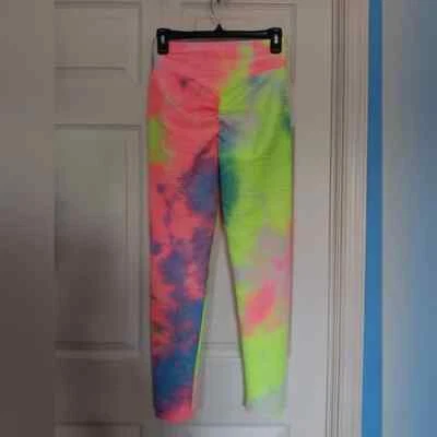Leggings para mujer brillantes coloridos acanalados acanalados traseros tie dye - talla L/XL Foto 1 de 4