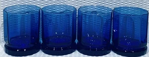 Lot Of 4 ~ Anchor Hocking Essex Lowball Drinking Glasses 10 oz ~ Cobalt Blue EC - Picture 1 of 10