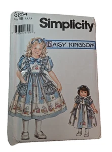 Simplicity  5654 Daisy Kingdom Party Dress + doll pattern Girls sz 5 - 8 UNCUT - Picture 1 of 3