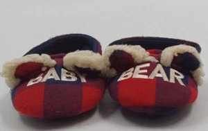 DearFoam's Cozy Comfort Baby Bear Plaid Closed Back Slippers Navy Plaid Size 3/4 - Picture 1 of 5