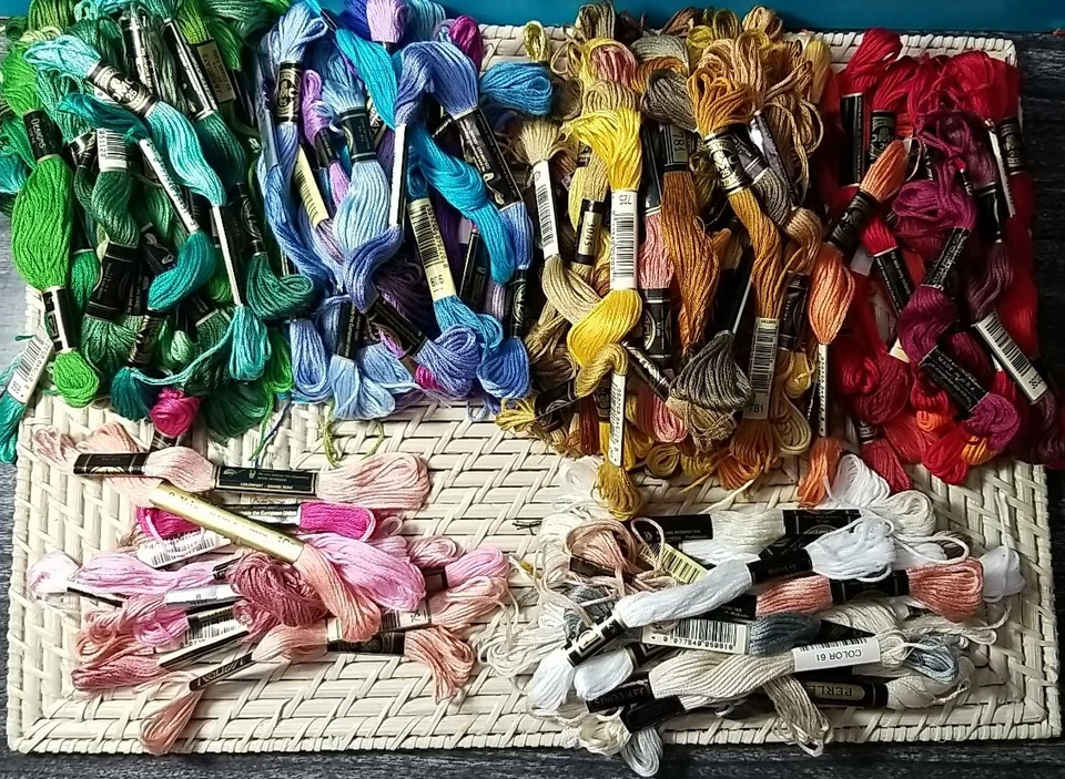 HUGE Lot Bag Skeins Various Colors/Brands/Lengths Embroidery Thread Floss READ - Image 1 of 4