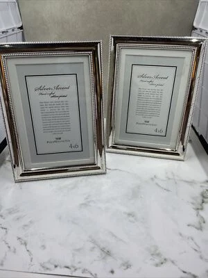 Lot of 2 Philip Whitney Picture Frames Silver Plated 4x6 Matted Velvet Back - Image 1 of 4