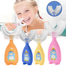 Spazzolino da denti bambino silicone pulizia orale 360° 2-12 anni bellezza salute Regno Unito