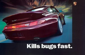 AWESOME Printed Porsche Poster Turbo Kills Bugs Fast 28x20 - Picture 1 of 1