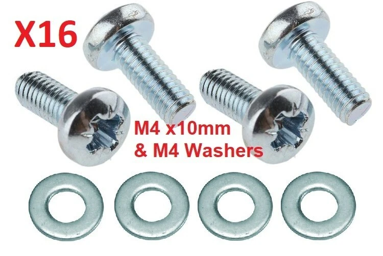 CM247TRADING 16x M4 x 10mm TV or Computer Monitor Stand Bracket Mounting Screws & Washers