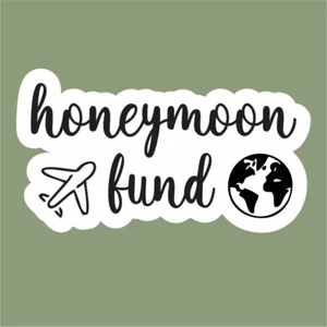 8" Honeymoon Fund Wedding Trip Decal Sticker for Card Box Decorations - Picture 1 of 3
