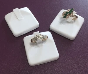 12pc Ring Displays White Jewelry Holder Faux Leather Displays Square Ring Stand - Picture 1 of 1