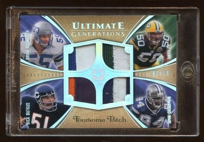 2008 ULTIMATE # 1/10 QUAD PATCH DICK BUTKUS-BRIAN BOSWORTH-DEMARCUS WARE-AJ HAWK - Image 1 of 2