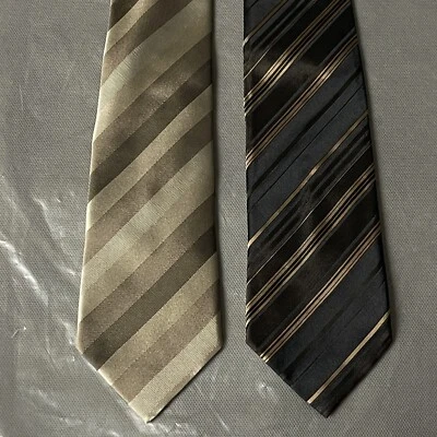 DOLCE & GABBANA Set Of 2 Men Silk Necktie Suit Italian Luxury Designer Striped. - Image 1 of 4