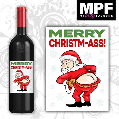Funny Rude CHRISTMAS Wine Gin Vodka Bottle Label - Secret Santa Jingle - Image 1 of 4