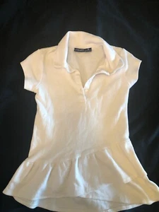 Girl’s Chaps White Ruffle Uniform Polo Shirt Size 4 - Picture 1 of 2